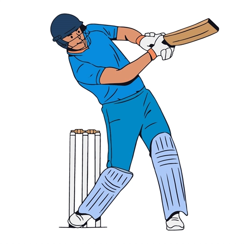 Cricket Batsman Straight Drive Transparent Sticker